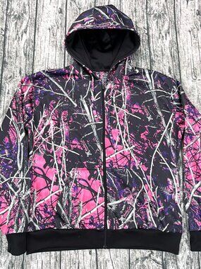 Moonshine Camo Muddy Girl Zip Hoodie Women XXL Pink Purple Camo